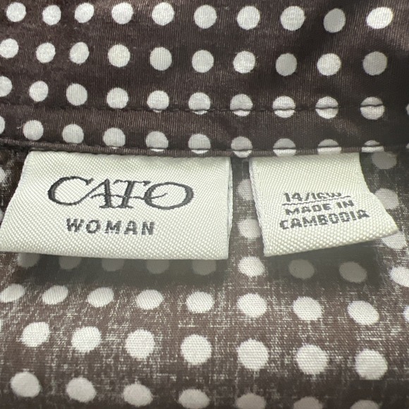 CATO Women's Top Blouse Size 14/16W Cotton Spandex Hook-Up Brown F20 - Picture 3 of 16